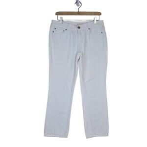 DKNY Womens 8 White Straight Leg Cropped Ankle Jeans